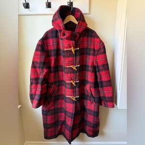 GLOVERALL Vintage Tartan Plaid Original Duffle Coat England Toggle Wool 18
